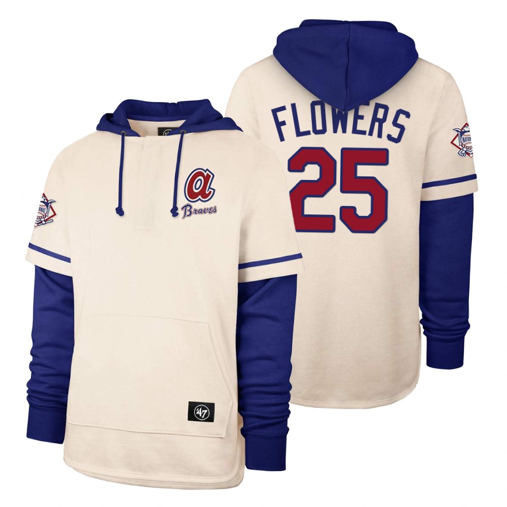 Men Atlanta Braves #25 Flowers Cream 2021 Pullover Hoodie MLB Jersey